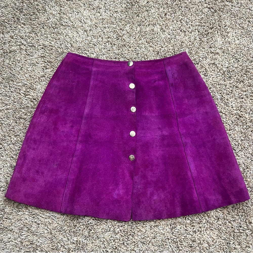 1960’s Vintage Purple Suede Mini Skirt, XS Hippie Boho Retro Woodstock Style